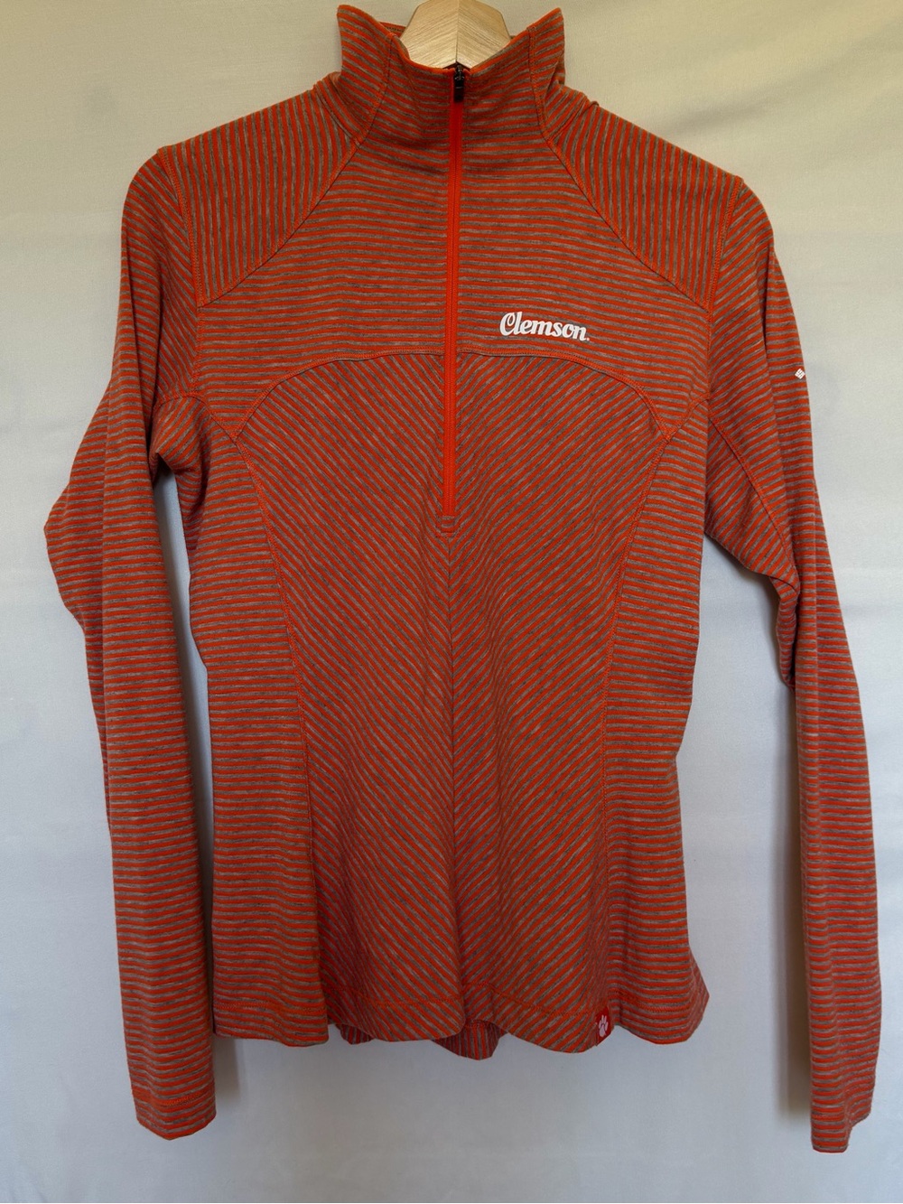 Clemson Women's Orange Striped Quarter-Zip Pullover